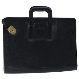 Autre Marque Borsa da lavoro Burberrys in pelle nera e oro Auth ti2582