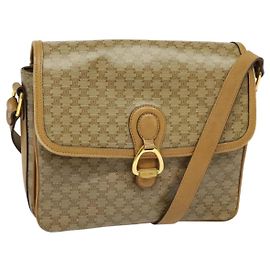 Céline Borsa a spalla in tela Macadam CELINE PVC marrone oro Auth BA513