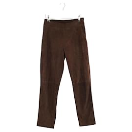Braune Wildleder Slim-Pants - Maison Ullens