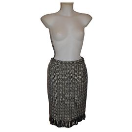 Gonna midi Emanuel Ungaro in lana nero bianco