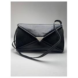 Céline Borsa in pelle scamosciata vintage Celine Paris Triomphe nero marino