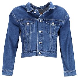 Balenciaga geknöpfte cropped Jacke aus blauer Baumwoll-Denim