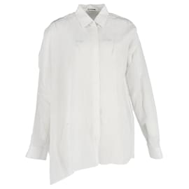 Jil Sander asymmetrische Button-Down-Hemd aus weißem Leinen