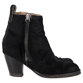 Botines con cremallera Acne Studios en pelo de potro negro