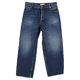  Balenciaga High-Rise Wide-Leg Jeans in Blue Cotton Denim