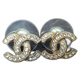 Chanel CC F17V Logo Cristallo GHW Coco Mark Orecchini Mini Classici Scatola Dorata