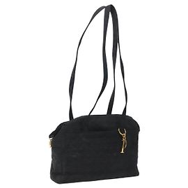 Borsa a Spalla Canage Christian Dior Nylon Nero Oro Auth yk17665