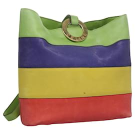 Céline Borsa a spalla CELINE in pelle verde rosso giallo Auth EC743