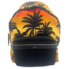 Nuovo zaino in nylon nero Saint Laurent Hunting Palm Tree Sunset