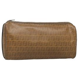 Borsa clutch in tela Zucchino FENDI PVC vintage beige Auth am8012
