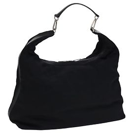 Borsa a spalla GUCCI in nylon nero argento 012 1553 0326 Auth bs23480