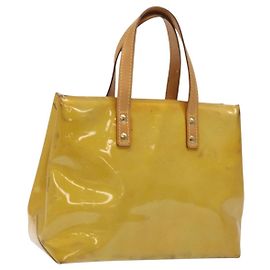 LOUIS VUITTON Monogram Vernis Reade PM Bolsa de Mão Bege M91334 LV Auth BA718