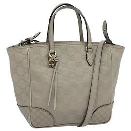 Borsa a mano in tela GG Guccissima in pelle grigia e oro 353121 Auth EC864