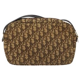 Borsa a spalla in tela Trotter Christian Dior marrone Auth EC573