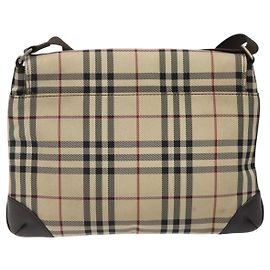 Borsa a spalla in tela Nova Check di BURBERRY beige Auth KD198