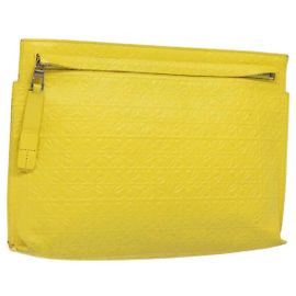 LOEWE Borsa Clutch Anagram Pelle Gialla Auth bs23522