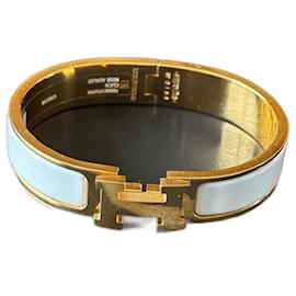 Hermès Clic H bracelet white and golden steel