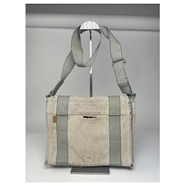 Borsa a spalla in tela vintage Hermès beige