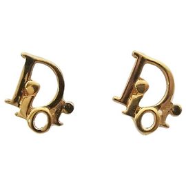 Orecchini a cerchio dorati con logo Christian Dior