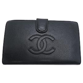Cartera Larga Chanel en Piel de Ternera Granulada Negra