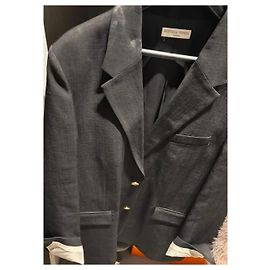 Blazer oversize noir Bottega Veneta en laine avec ceinture cuir