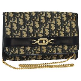 Borsa a spalla in tela Trotter Christian Dior blu Auth ep8112