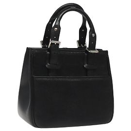 Bolso de mano de cuero negro Burberry Auth am8014