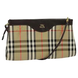 Autre Marque Borsa a spalla Burberrys Nova Check in tela beige oro Auth BA777