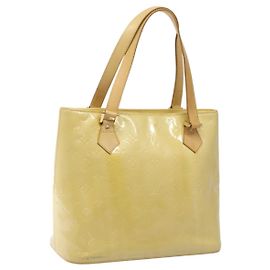 LOUIS VUITTON Borsa a Mano Monogram Vernis Houston Giallo Lime M91055 LV Auth ki5489
