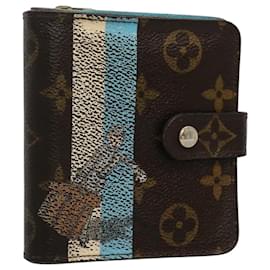 LOUIS VUITTON Monogram Groom Portafoglio Compatto con Zip Blu M60036 LV Auth hk2238