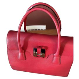 Le Tanneur Nina Large Red Leather Handbag