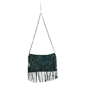 Wings Schultertasche aus grünem Pythonleder mit Fransen und Kette - Autre Marque