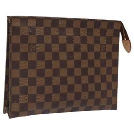 LOUIS VUITTON Poche Toilette 26 Damier Ebene N47543 LV Auth EC1007