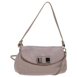 Chloé Chloe Lily Schultertasche aus Leder Beige Auth bs23861