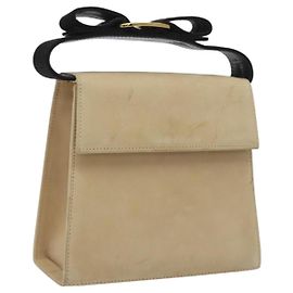 Borsa a mano Salvatore Ferragamo in suede beige oro Auth hk2342