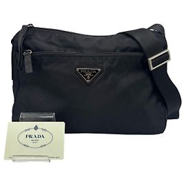 Borsa a tracolla incrociata in nylon nero con logo Prada Sport