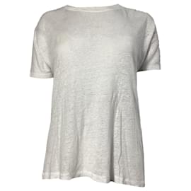 Camiseta blanca de lino con detalle de encaje Iro