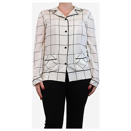 Valentino Camisa de bolsillo a cuadros crema - tamaño L