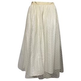 Falda midi de tul con puntos suizos RED Valentino en poliéster crema
