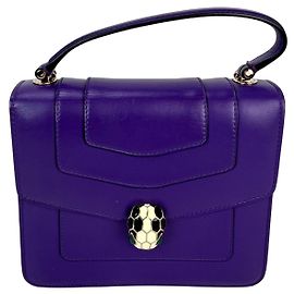 Bulgari Borsa a tracolla Bvlgari Serpenti Forever in pelle di vitello viola con manico superiore