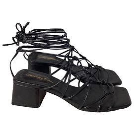 Sandali con tacco annodati Gianvito Rossi Minas 45 in pelle nera