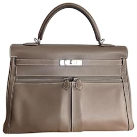 Hermès Kelly Lakis 35 in pelle Swift color Etoupe