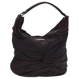 Borsa a spalla in pelle marrone Burberry Auth ti2934