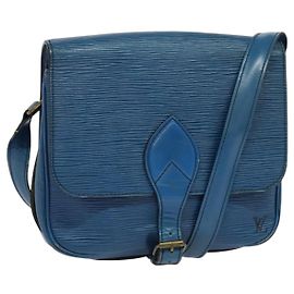 LOUIS VUITTON Epi Cartouchiere MM Borsa a Spalla Blu M52245 LV Auth MY384