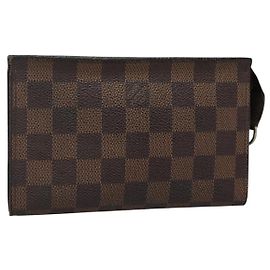 LOUIS VUITTON Pochette Marais Damier Ebene LV Auth BA953