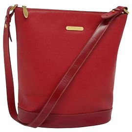 Autre Marque Borsa a spalla Burberrys in pelle rossa e oro Auth BA1011