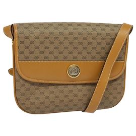 Gucci Borsa a spalla Micro GG Supreme in PVC Marrone Oro Auth BA959