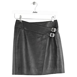 Saint Laurent Mini falda de cuero negra