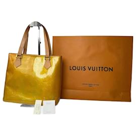 Borsa vintage in pelle Vernis gialla di Louis Vuitton