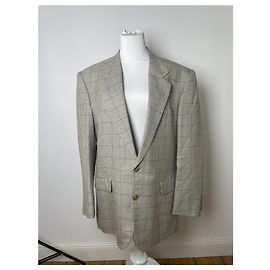 Trench coat / Blazer a cuadros vintage de Dior negro gris